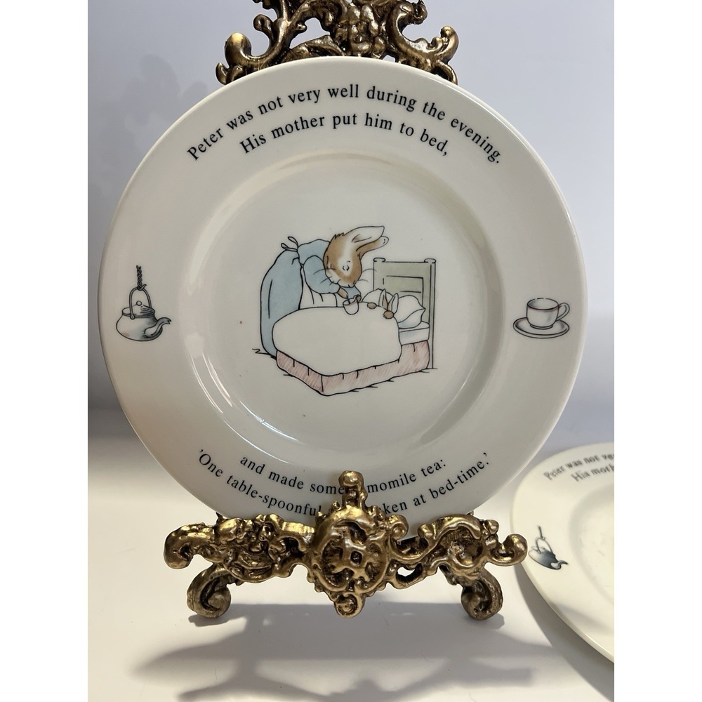 VTG Wedgwood Beatrix Potter PETER RABBIT Bread/Biscuit 6-3/4 inch Plate Set of 2 - Picture 3 of 9